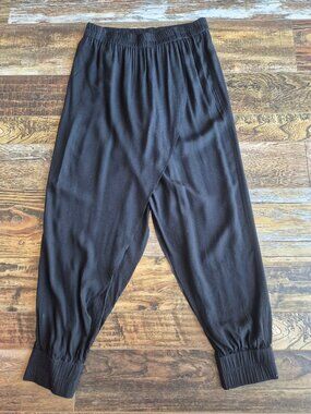 Nicholas K Sarouel Harem Pants Wrap Crossover Cuffed Ankle Pull On  Black
